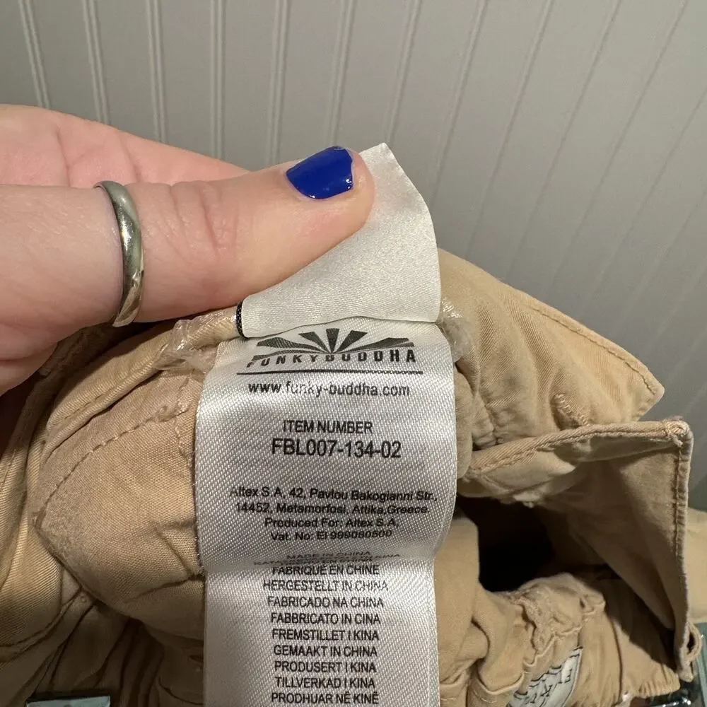 Funky Buddha Khaki Cargo Pants Tapered Leg Mens Medium